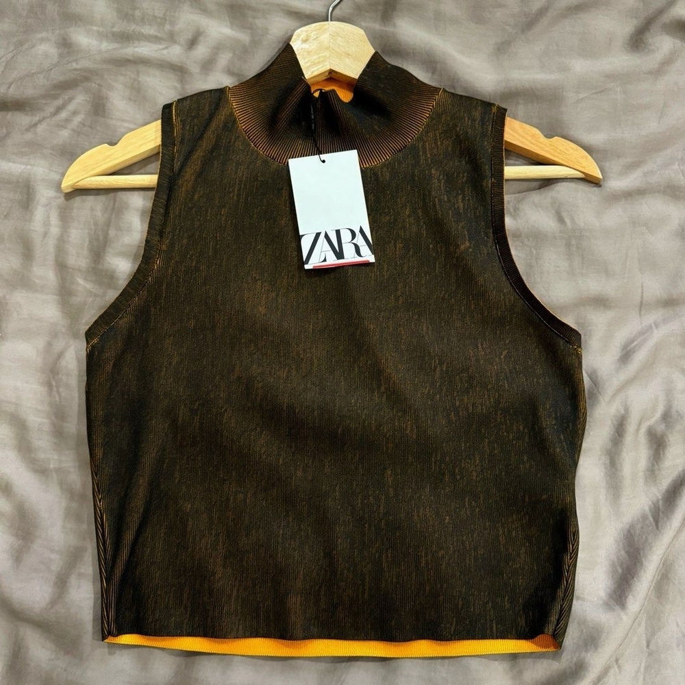 Zara Brown Sleeveless Top